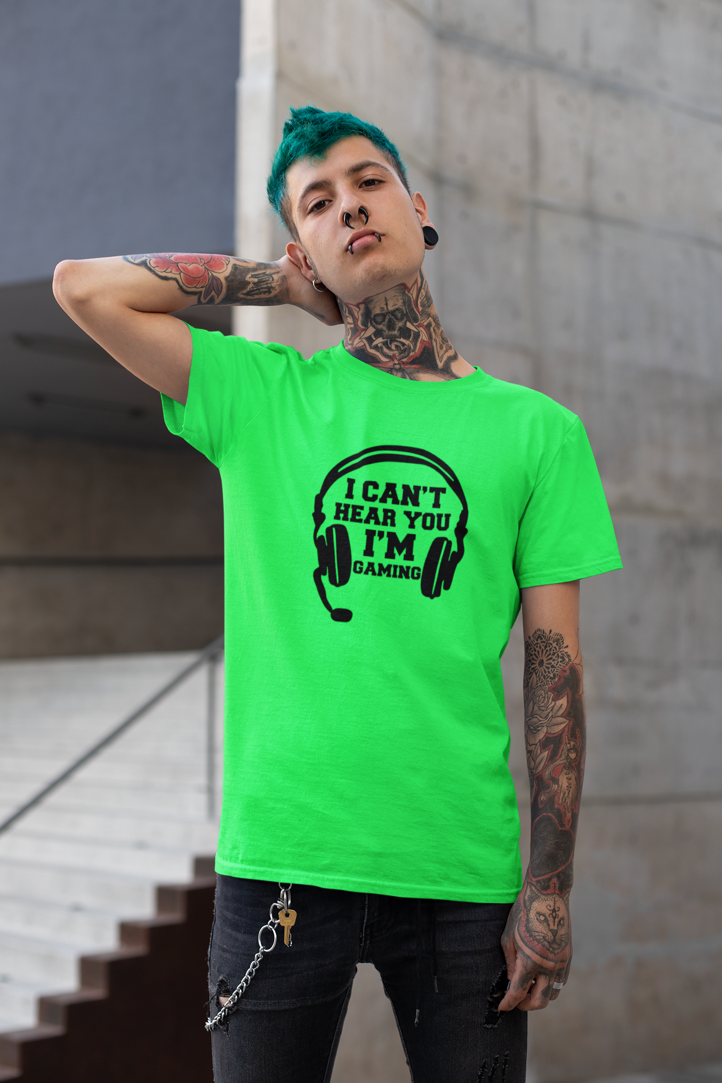 - I can't hear you I'm gaming black on irish green premium coton